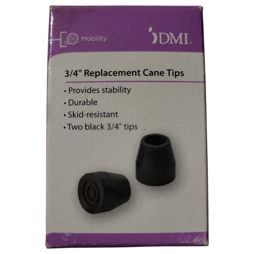 1 Box 2 Black DMI 3/4" Replacement Quad/ Cane Tips Skid Slip Resistant Durable